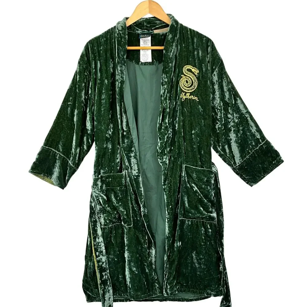 Pottery Barn Teen Slytherin Robe Kids Medium Green Velvet Harry Potter Belted